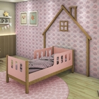 Cama Infantil Casinha Moldura De Parede Love Madeira E Rosê