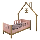 Cama Infantil Casinha Moldura De Parede Love Madeira E Rosê C