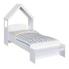 Cama Infantil Com Cabeceira Casinha E Banco Lola 100% Mdf Esp