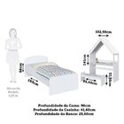 Cama Infantil Com Cabeceira Casinha E Banco Lola 100% Mdf Esp