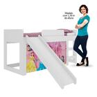 Cama Infantil Com Com Escorregador E Cortina Leipzig Rosa Cla