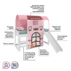 Cama Infantil Com Cortina E Escorregador Young Rosa