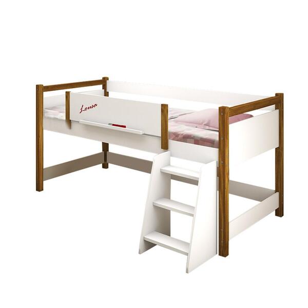Cama Infantil Com Escadinha Naty Lousa Branco/amendoa