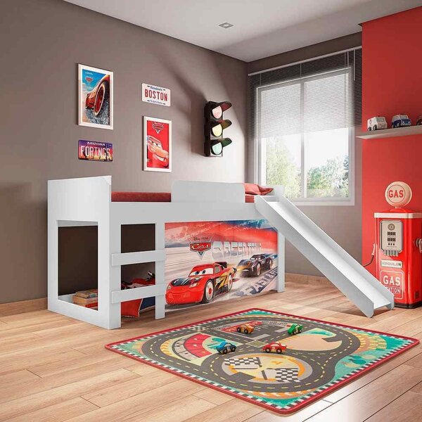 Cama Infantil Com Escorregador Carros Original Disney Joy Pur