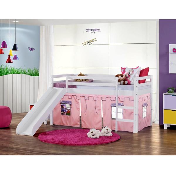 Cama Infantil Com Escorregador E Tenda Castelo Rosa - Laca Br
