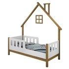 Cama Infantil Com Moldura Casinha Dream Freijó E Branco Com C