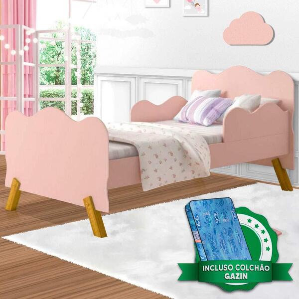 Cama Infantil Com Proteção Lateral Nuvem Rose Angel Cambel Co