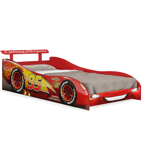 Cama Infantil Com Proteção Lateral Quarto Max Led P04 Vermelh