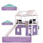 Cama Infantil Divertida Altura 125cm Com Escorregador, Telha