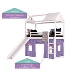 Cama Infantil Divertida Altura 125cm Com Escorregador, Telha