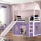 Cama Infantil Divertida Altura 125cm Com Escorregador, Telha