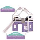 Cama Infantil Divertida Altura 125cm Com Escorregador, Telha