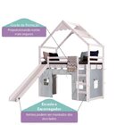 Cama Infantil Divertida Altura 125cm Com Escorregador, Telhad