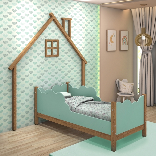 Cama Infantil E Cabeceira De Parede Casa Sonho Madeira E Ment