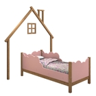 Cama Infantil E Cabeceira De Parede Casa Sonho Madeira E Rosê