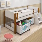 Cama Infantil Elevada 2 Baús Com Rodízios Escadinha Naty  Bra