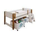 Cama Infantil Elevada 2 Baús Com Rodízios Escadinha Naty  Bra