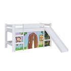 Cama Infantil Elevada Com Escorregador Branco Com Cortina Est