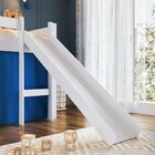 Cama Infantil Elevada Com Escorregador E Cortina  Branco/azul