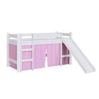Cama Infantil Elevada Com Escorregador E Cortina  Branco/rosa