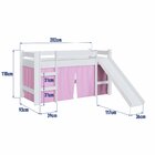 Cama Infantil Elevada Com Escorregador E Cortina  Branco/rosa