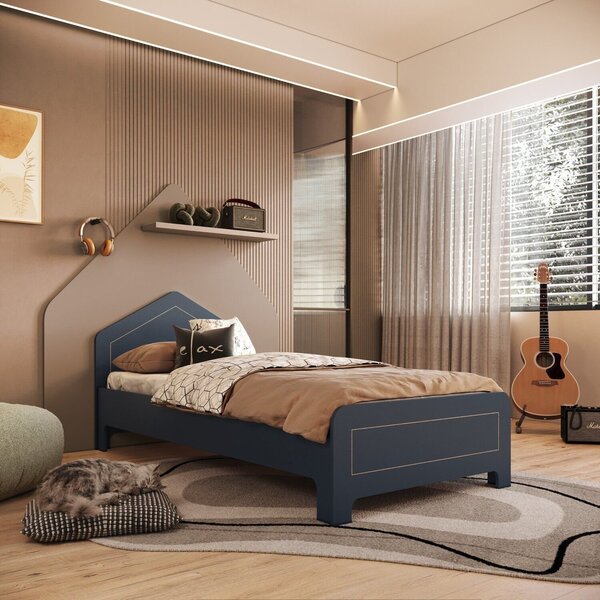 Cama Infantil Em Mdf 15mm Com Cabeceira Casinha 193cm X 95cm