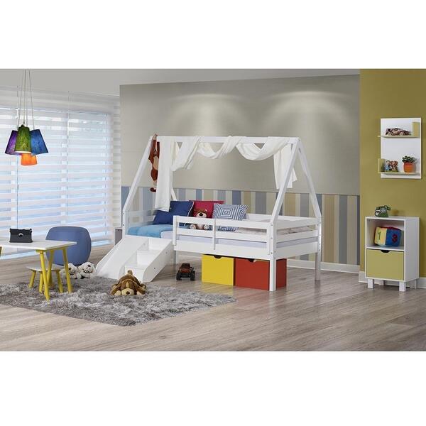 Cama Infantil Grade De Proteção Telhado Escada/escorregador