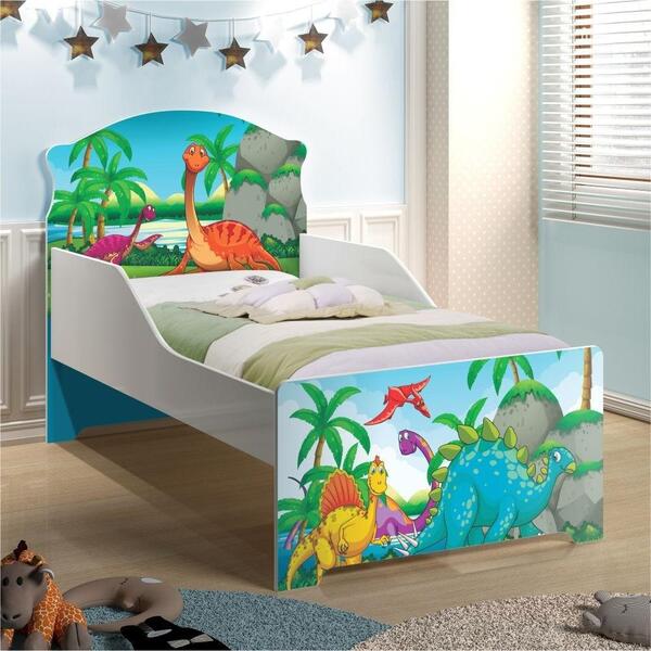 Cama Infantil Lili Floresta Dinossauros Com Colchão