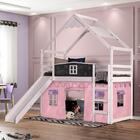 Cama Infantil Lousa Divertida Com Escorregador, Telhado Lua