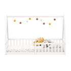 Cama Infantil Madeira Branco Grade Montessori Casinha De Chão