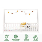 Cama Infantil Madeira Branco Grade Montessori Casinha De Chão