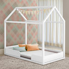 Cama Infantil Modelo Casa Montessori Lunna Branco Acetinado
