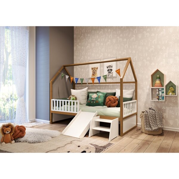 Cama Infantil Montessoriana 4 Em 1 Casinha Madeira Mel/branco