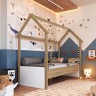 Cama Infantil Montessoriana Aveiro Oak/branco - Completa Móve