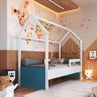 Cama Infantil Montessoriana Branco/azul Secreto - Completa Mó