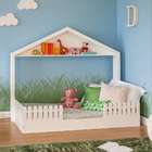 Cama Infantil Montessoriana Brooke Com Cercado Branco