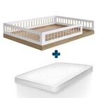 Cama Infantil Montessoriana Casal Com Colchão Aveiro Oak Bran