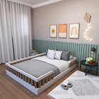 Cama Infantil Montessoriana Casal Sol Branco/carvalho Mel