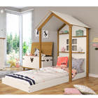 Cama Infantil Montessoriana Casinha Com Prateleiras - Off Whi