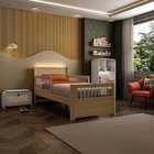 Cama Infantil Montessoriana Reversível Led Rattan E Grade De