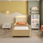 Cama Infantil Montessoriana Reversível Led Rattan E Grade De