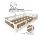 Cama Infantil Montessoriana Solteiro Com Grades Em Pinus Lume