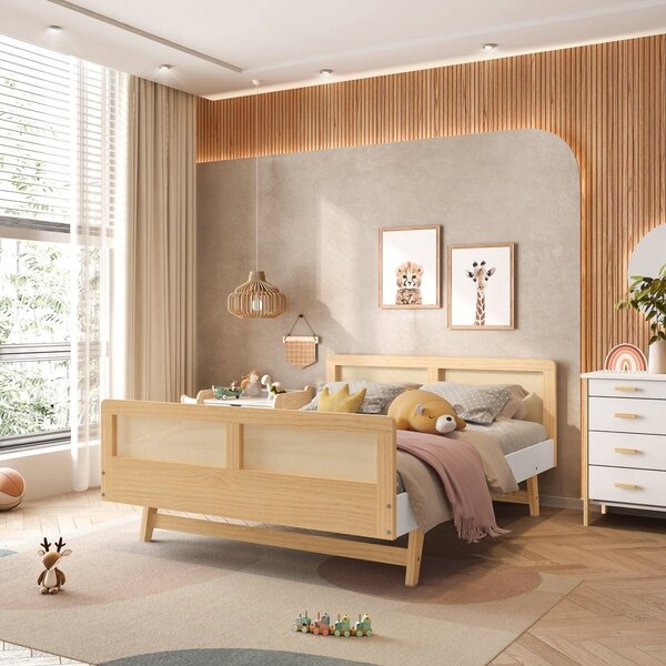 Cama Infantil Montessoriano Casal Lift Em Madeira Maciça Com