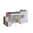 Cama Infantil Multifuncional Com Escrivaninha E Escada  Branco