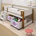 Cama Infantil Paty Branco com Mel com Baú Adesivado Filhote L