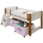 Cama Infantil Paty Branco com Mel com Baú Adesivado Filhote R