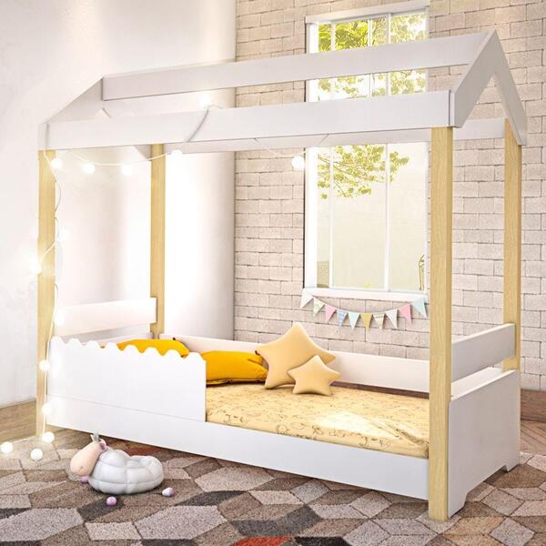 Cama Infantil Poppy Branco Com Colchão E Led