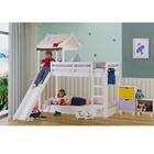 Cama Infantil Prime Alta Ii Com Escorregador, Telhado E Auxil