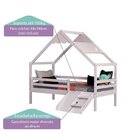 Cama Infantil Prime Com Telhado Inclinado Lua E Kit Escadinha
