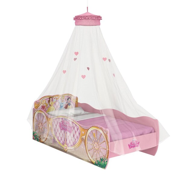 Cama Infantil Princesas Disney Star Com Dossel Teto Rosa - Pu